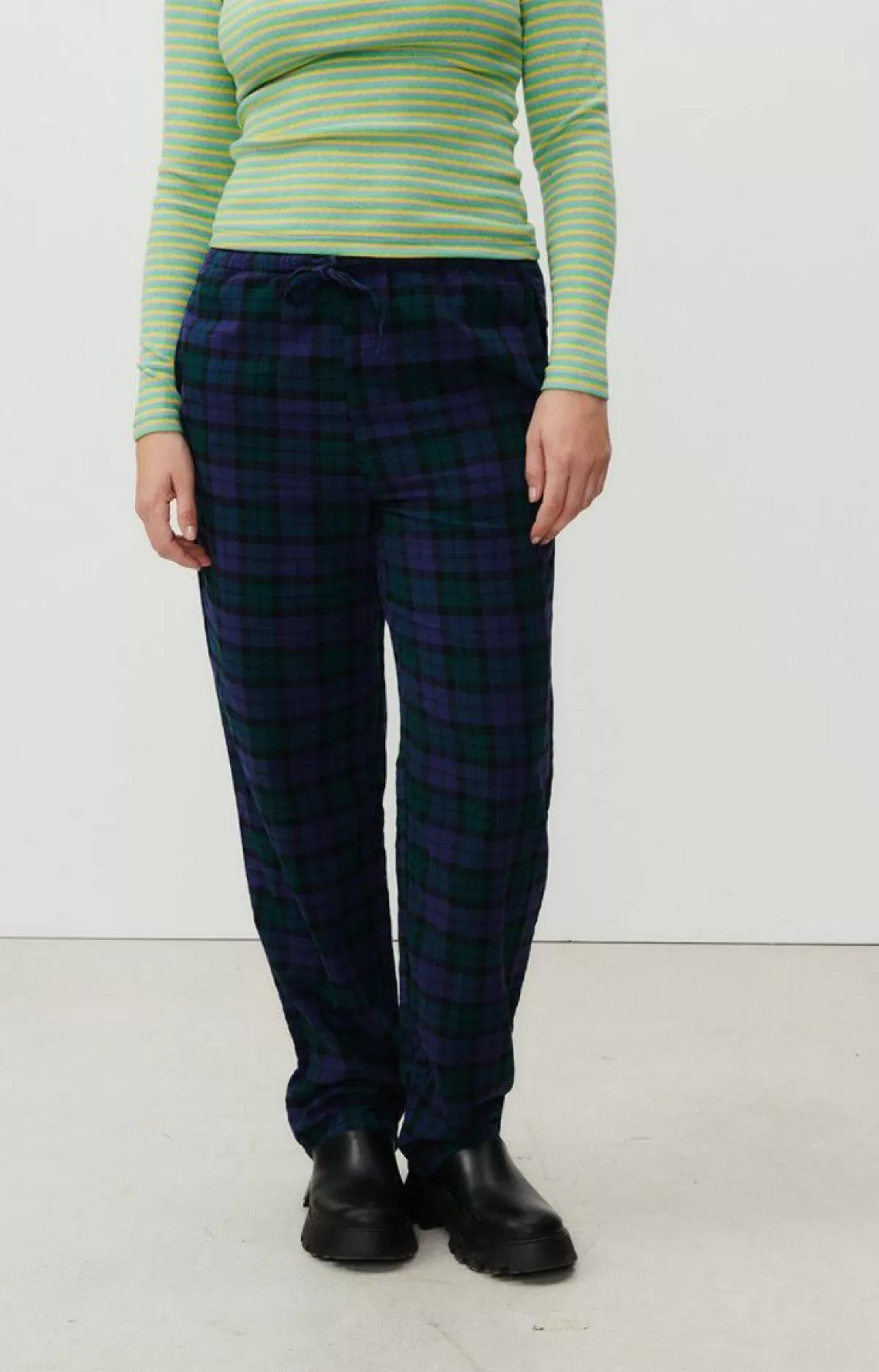 Damen American Vintage | Damenhose Yuzy Gruner Lila Tartan